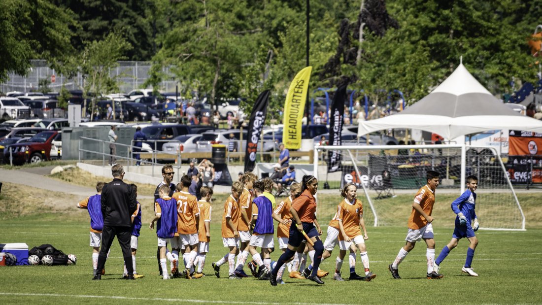 Youth playing soccer