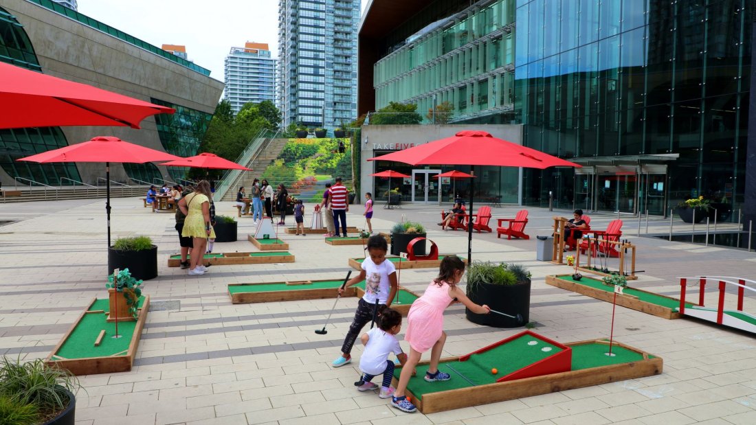 Mini golf in the plaza