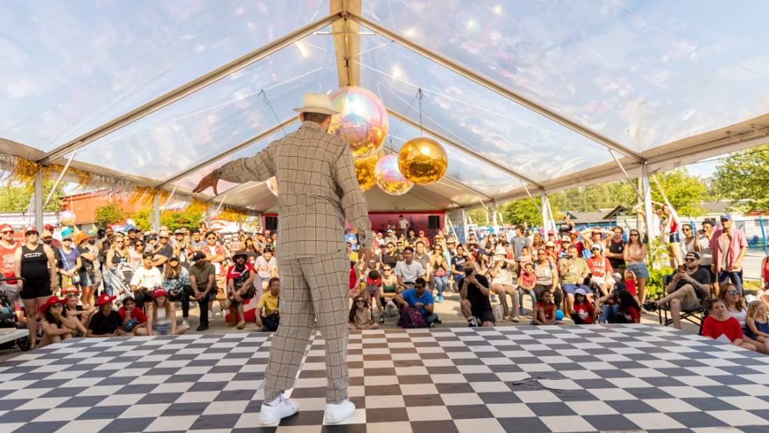 dancer in front of a crowd