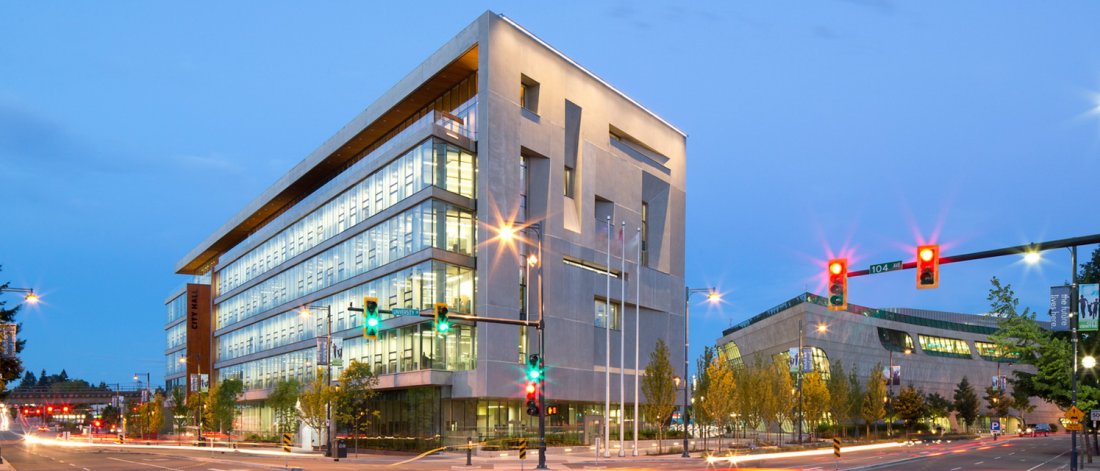 Surrey City Hall at dusk