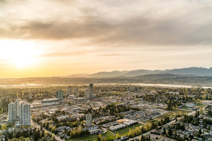 Aerial of downtown Surrey