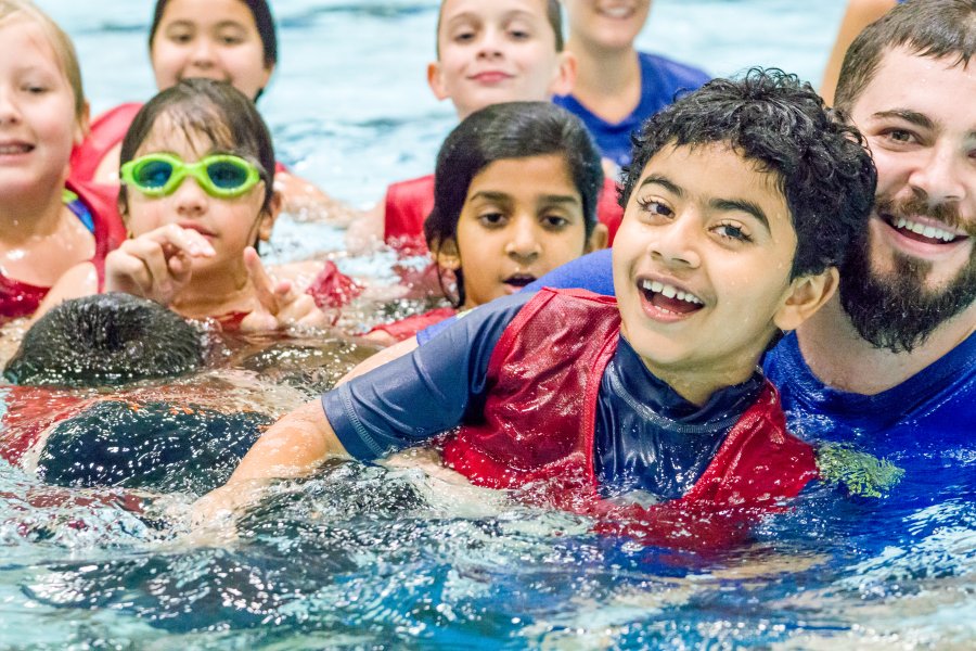 Kids in a pool