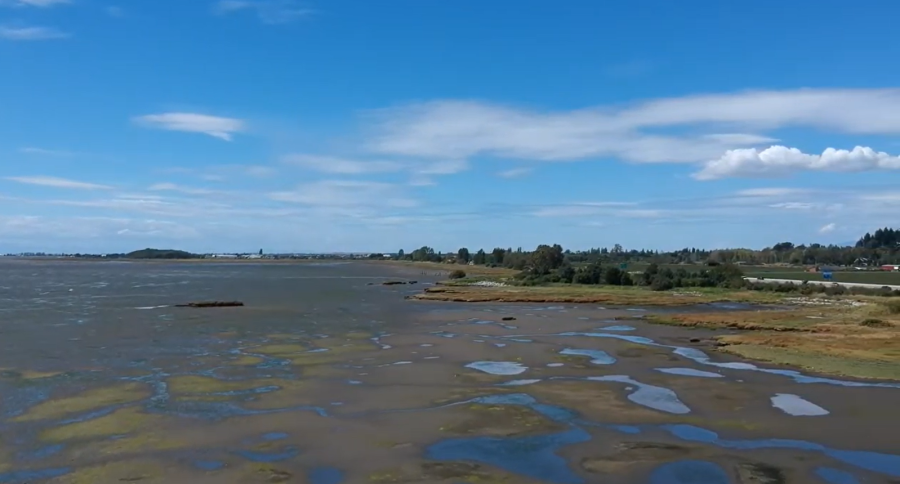 flood plains and a blue sky