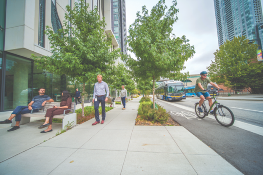 People on Surrey Road and Sidewalks